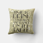 1920's Time to Drink Champagne Glittery Gold Kissen (Rückseite)