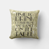 1920's Time to Drink Champagne Glittery Gold Kissen (Vorderseite)