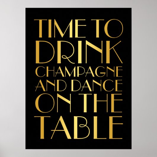 1920's Time to Drink Champagner Poster Gold (Vorne)