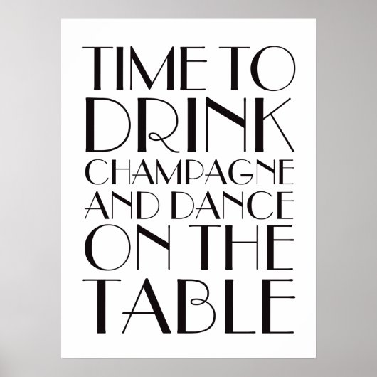 1920's Time to Drink Champagner Poster weiß (Vorne)