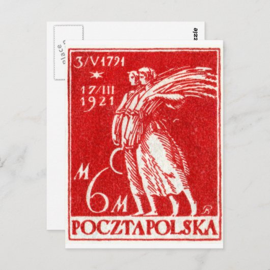 1921 6 Mio. Polnische Briefmarke Postkarte (Vorne/Hinten)