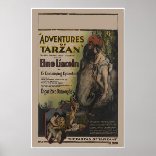 1921 Abenteuer von Tarzan im Vintage-Stil-Film Poster