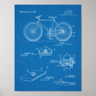 1921 Fahrrad-Pedalkonstruktions-Patent Kunst druck Poster
