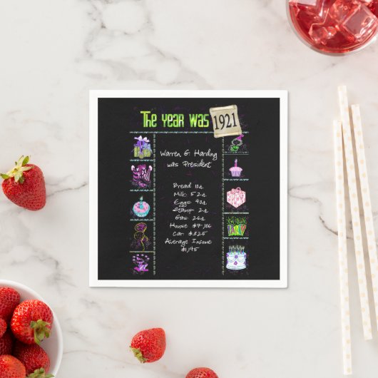 1921 Geburtstag Trivia Napkins Serviette (Beispiel)