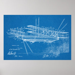 1921 Luftschiff-Flugzeug-Patent-Kunstzeichnung Dru Poster