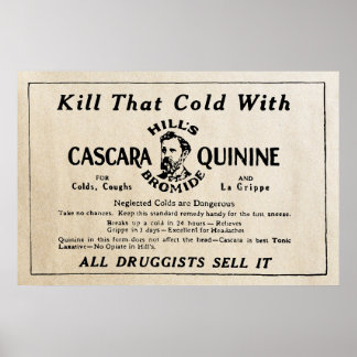 1921 Vintage Quinine Ad Poster
