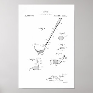 1921 Vintager Golfclub Patentschrift Art Printing Poster