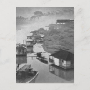 1922 Antike Schwarz-Weiß-Hausboote Postkarte