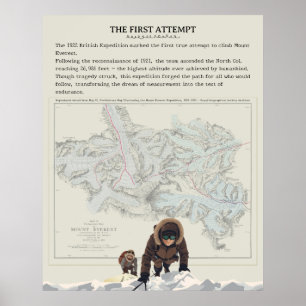 1922 Britische Everest-Expedition Vintage-Kartenku Poster
