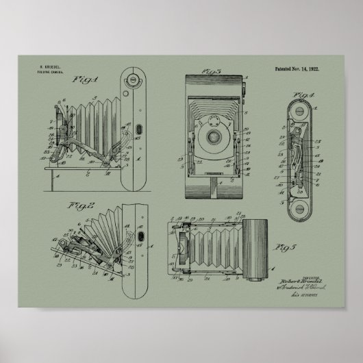 1922 Faltkamera Patent Art Zeichnend Druck Poster (Vorne)