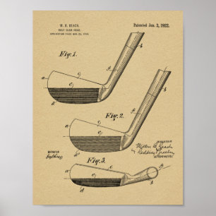 1922 Golfschlägerkopf-Design-Patent Kunstprint Poster