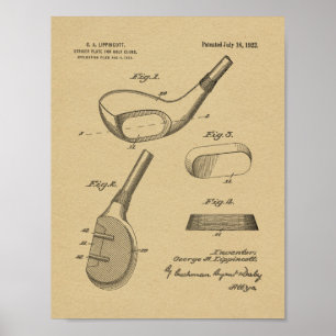 1922 Golfschlägerkopf-Design-Patent Kunstprint Poster