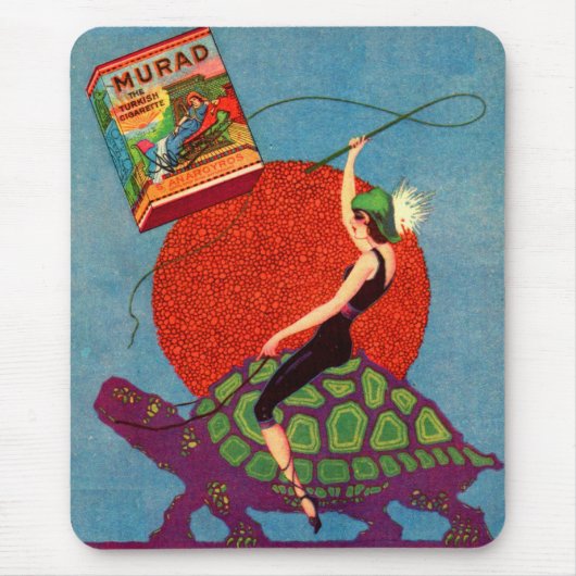 1922 Murad Zigaretten Lady reitet Riesenschildkröt Mousepad (Vorne)