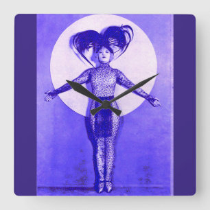 1922 oddball-Filmstar steht auf - blau Quadratische Wanduhr