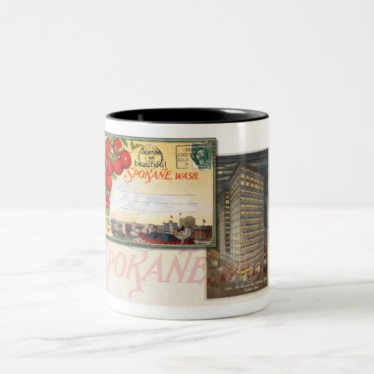 1922 SPOKANE WASH. POSTCARD Zwei-Tonen-Kaffee-Tass Zweifarbige Tasse (Mittel)