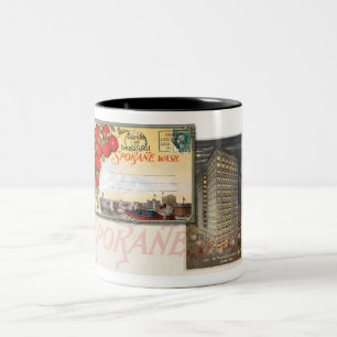 1922 SPOKANE WASH. POSTKARTE Zwei-Ton-Kaffeetasse Zweifarbige Tasse
