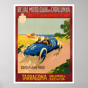 1922 Tarragona Grand Prix Vintager Rennsport Poster