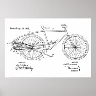 1922 Vintages Fahrradpatent Art Print Poster