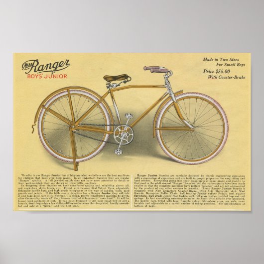 1923 Boys Junior Ranger Bicycle Ad Art Poster (Vorne)