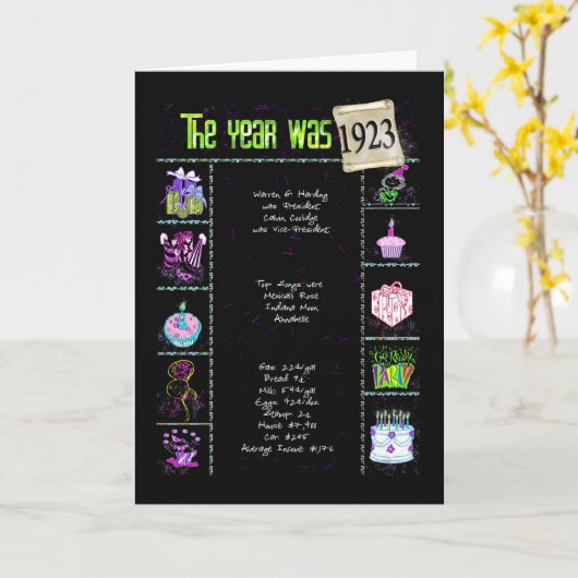 1923 Geburtstagsspass-Fakten Karte (Gelbe Blume)