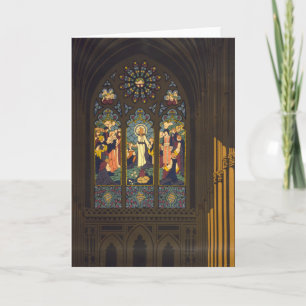 1923 Plakat einer Kirche mit Bleiglasfenster. Karte