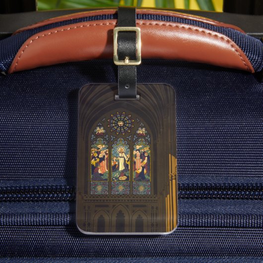 1923 Poster einer Kirche mit festgeklemmtem Glasfe Gepäckanhänger (Vorderseite Insitu 2)