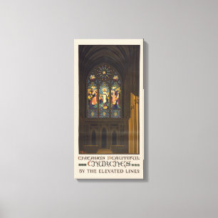 1923 Poster einer Kirche mit festgeklemmtem Glasfe Leinwanddruck
