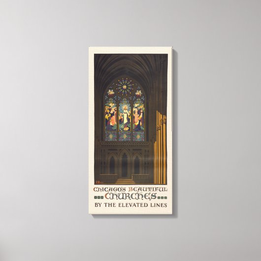 1923 Poster einer Kirche mit festgeklemmtem Glasfe Leinwanddruck (Vorderseite)
