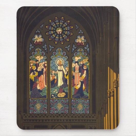1923 Poster einer Kirche mit festgeklemmtem Glasfe Mousepad (Vorne)