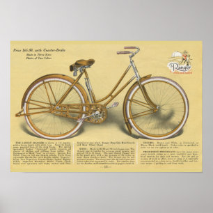 1923 Vintage Ladys Ranger Bicycle Ad Art Poster