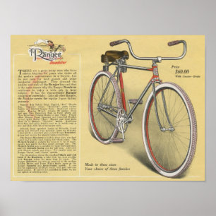 1923 Vintage Ranger Roadster Fahrrad Werbeplakat Poster