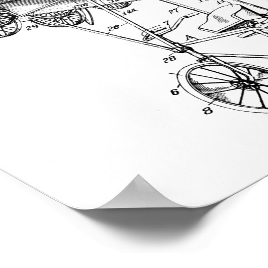 1924 Flying Bicycle Airplane Patent Zeichnend Druc Poster (Ecke)