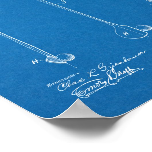 1924 Golf Club Grip Patentkunst Zeichnend Print Poster (Ecke)