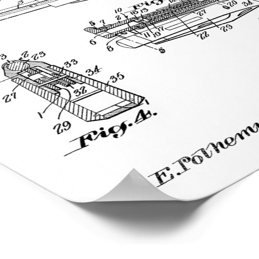 1924 Knife Gun Patent Art Zeichnend Print Poster (Ecke)