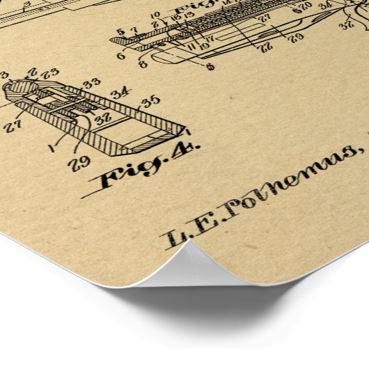 1924 Knife Gun Patent Art Zeichnend Print Poster (Ecke)