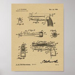 1924 Knife Gun Patent Art Zeichnend Print Poster