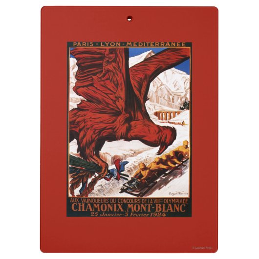 1924 olympisches Winter-Spiel-Plakat Klemmbrett (Rückseite)