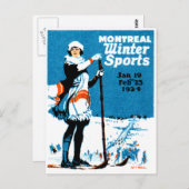 1924 Wintersportposter von Montreal Postkarte (Vorne/Hinten)