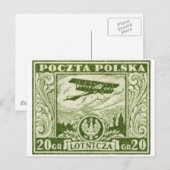 1925 20gr polnische Luftpost-Briefmarke Postkarte (Vorne/Hinten)