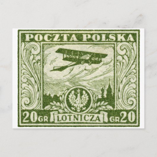 1925 20gr polnische Luftpost-Briefmarke Postkarte (Vorderseite)