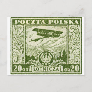 1925 20gr Polnische Luftpostbriefmarke Postkarte