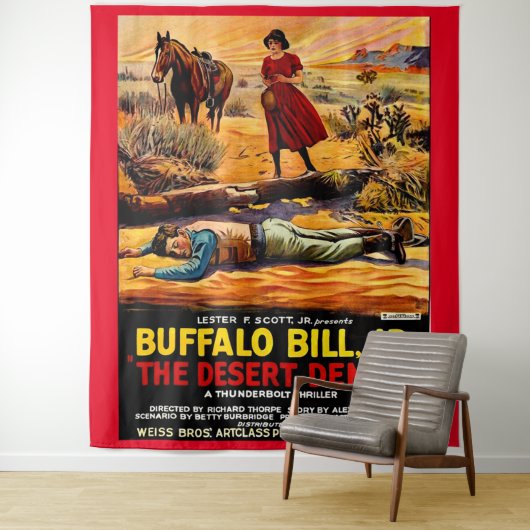 1925 Buffalo Bill, Jr. - Wüstendemon-Filmplakat Wandteppich (Beispiel)