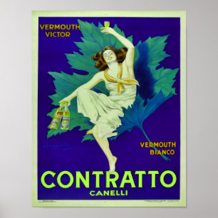 1925 Contratto Canelli Vermouth-Werbeplakat Poster