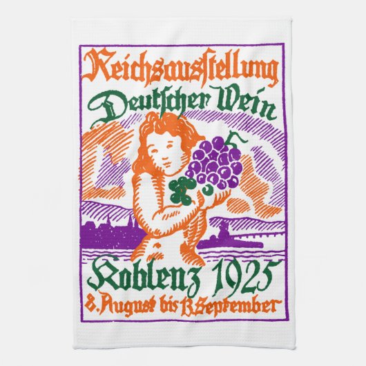 1925 Deutsches Weinfestival Geschirrtuch (Vertikal)