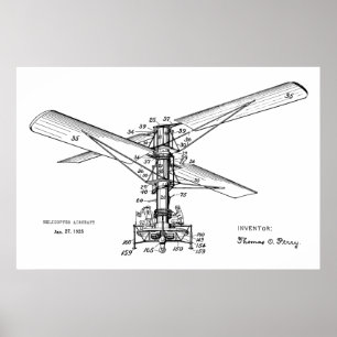 1925 Hubschrauber-Flugzeug-Patent Kunst Zeichnung Poster