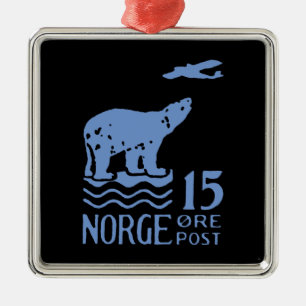 1925 Norwegischer Polarbär Ornament Aus Metall