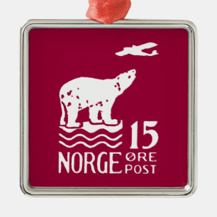 1925 Norwegischer Polarbär Ornament Aus Metall