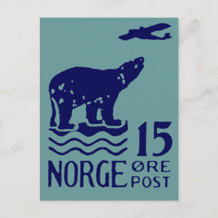 1925 Norwegischer Polarbär Postkarte