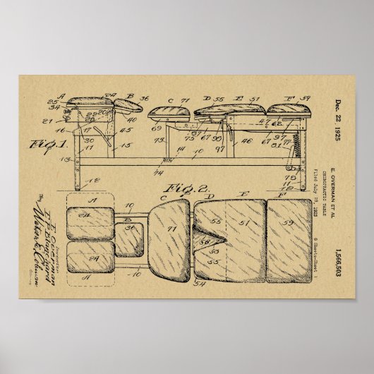 1925 Vintage Chiropraktische Tafelpatente Art Prin Poster (Vorne)