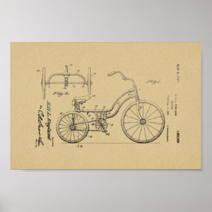 1925 Vintage Tricycle-Patentschrift Art Print Poster